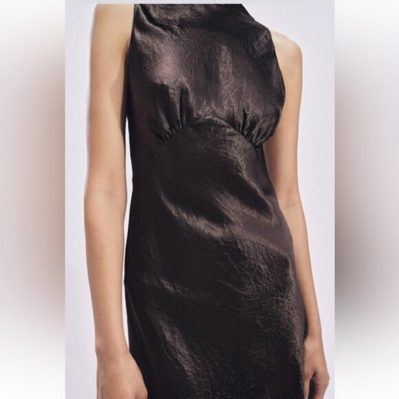 ZARA WRINKLED SATIN EFFECT DRESS ZW COLLECTION - Picture 5 of 12